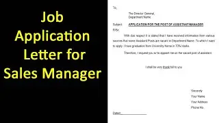 Job Application Letter for Sales Manager