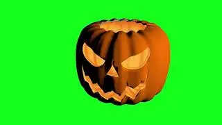 Orange pumpkin on a green chromakey background. Halloween. Rendering animation.