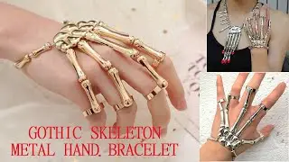 Gelang Desain Tengkorak Tangan Gothic Skeleton Metal Bracelet 1122-164