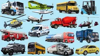 School Bus, Police, Plane, Helicopter, Ambulance | Vehicles Collections Name and Sound