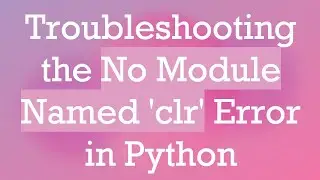 Troubleshooting the No Module Named 'clr' Error in Python