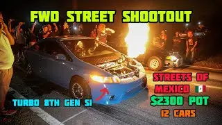 12 CAR FWD SHOOTOUT | STREET RACING | TURBO CIVIC SI, K20 DEL SOL, TURBO B-SERIES CRX & MORE