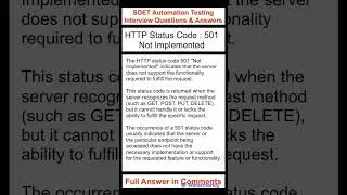 API Testing : HTTP Status Code : 501 : Not Implemented : SDET Automation Testing Interview