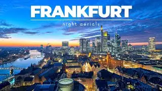 FRANKFURT AM MAIN 🇩🇪 NIGHT AERIALS 🌃 | 4K UHD | Beautiful drone sights at night