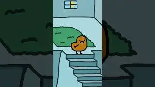 Bird falls down stairs!