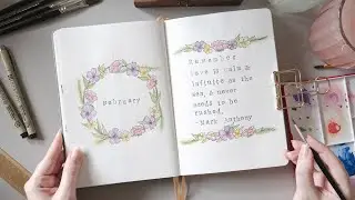 Plan With Me: February 2024 Simple Floral Watercolor Bullet Journal Theme ✨📖