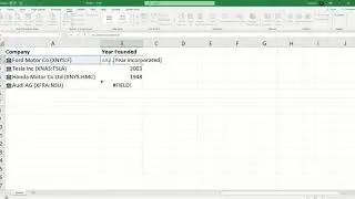 Microsoft Excel Stocks Data Type