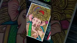 Lord Ganesha Drawing With Oil Pastle ✍️❤️‍🩹, Ganesh chaturthi #shorts #ganapati #lordganesha