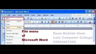 How to Use The File Menu In Ms Word 2003 in Urdu/Hindi - Lunar Computer College