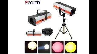 YUER™ 300W LED Follow Spot Light 5 Colors + White Light LED Follow Spot Tracker with Flying Case