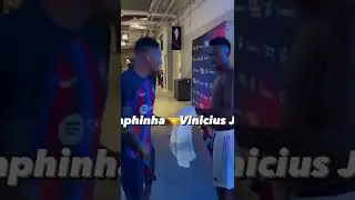 Raphinha waiting to exchange shirts with Vinicius Jr. 🇧🇷