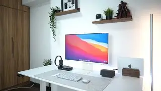 Clean Minimal Home Office Macbook Setup