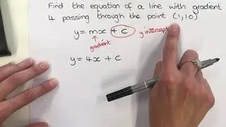 Finding the equation of a straight line given the gradient and a point