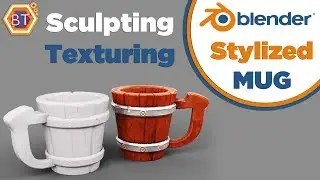 Blender Tutorial - Low Poly Modeling | Stylized Mug | Sculpting + Texturing