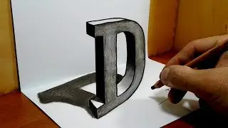 3D Trick Art on Paper, Letter D with Dry Pastel Pencils