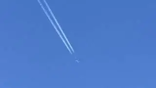 A Cruising U.S Air Force Lockheed C-5M Super Galaxy trailing overhead at 36,000 ft again