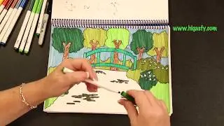 How to draw Monet's Footbridge.