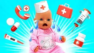 Baby Annabell doll is crying. The baby doll is ill. Taking care of the baby born doll. Dolls videos.