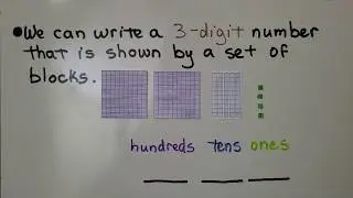 2nd Grade Math 2.4, Hundreds, Tens, Ones. Writing 3-digits from base-ten blocks.