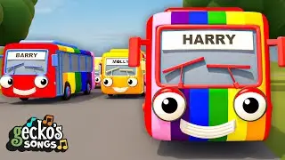 5 Rainbow Buses | Gecko's Garage Songs｜Kids Songs｜Trucks for Kids