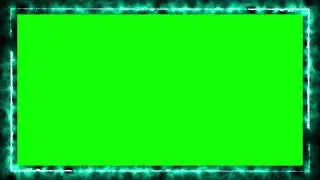 Light Blue Turkuaz Fire Frame 4K - Motion Neon Effect - Green Black Screen - Chroma Key No Copyright