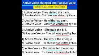 passive voice active voice changed into passive voice simple past tense sentences