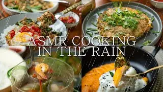 10 Hours ASMR Cooking Thailand's Food in the Rain | Relaxing NO MUSIC NO TALKING