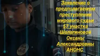 Заявление о предполагаемом преступлении мирового судьи Шалагиновой Оксаны Юрист Вадим Видякин