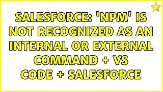 Salesforce: npm is not recognized as an internal or external command + VS Code + Salesforce