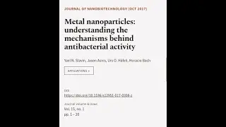 Metal nanoparticles: understanding the mechanisms behind antibacterial activity | RTCL.TV