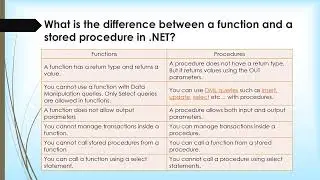 What is the difference between a function and a stored procedure in  NET