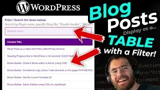 Show Blog Posts as Table with Filter (WordPress) - ALL Themes & Page Builders eg Bricks Builder etc