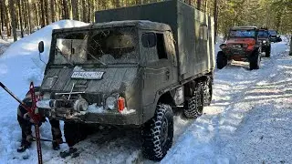 Оторвали колесо на Pinzgauer 6X6, пробили двигатель на Nissan Patrol.