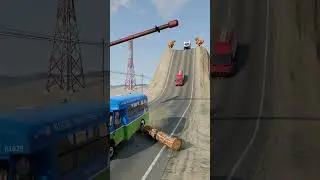 Cars & Ambulance Van vs Giant Hammer - BeamNG.Drive