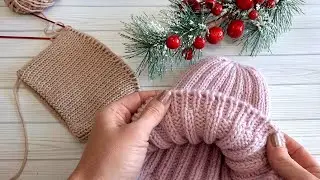 Фиксированный отворот в шапках. Мой любимый способ вязания💥  мастер-класс