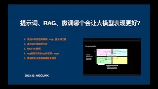 提示词、RAG、微调哪个会让大模型表现更好？1、实践中如何选择微调、rag、提示词工程2、提示词工程使用方式3、RAG VS 微调 4、rag评估框架rags：rags5、微调好处及微调实践场景用例