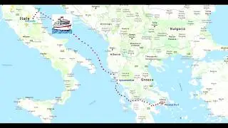 001 Italy to Greece - The Map of the journey