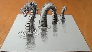 Amazing Loch Ness Monster Illusion - Drawing 3D Nessy - VamosART