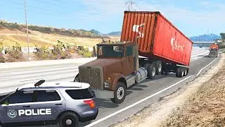 BeamNG Trailers Hidden Pothole crash  vs Police SUV BeamNG.Drive / Boom Beamng Boom