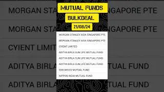Mutual Fund Bulkdeal #shorts #tranding #sharebazar #stockmarket