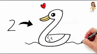 How to Turn 2 into Duck | Learn to Draw Duck using number - 2 | Coloring and Drawing Duck