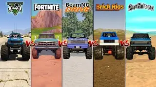 GTA 5 Bigfoot Truck vs Fortnite vs BeamNG vs Brick Rigs vs GTA SA - WHICH IS BEST?