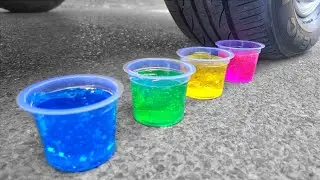 EXPERIMENT: CAR vs COLORFUL SLIME - Crushing Crunchy & Soft things with car - Satisfying ASMR