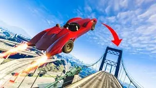 AMAZING ROCKET CAR STUNT LANDING! - (GTA 5 DLC Stunts & Fails)