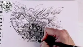 Landscape drawing challenge With A 2b Pencil!