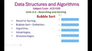 Bubble Sort-3-3-Data Structures and Algorithms-Unit-3-Searching and Sorting-4CS1006