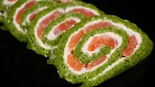 УКРАШЕНИЕ ПРАЗДНИЧНОГО СТОЛА! Рулет с красной рыбой и творожным сыром | Salmon & Cream Cheese Roll