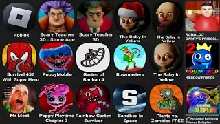 Roblox, Mr Meat, Granny, Zombie Tsunami, Poppy Playtime Vs Squid Game, Snake Battle, Rainbow Friends