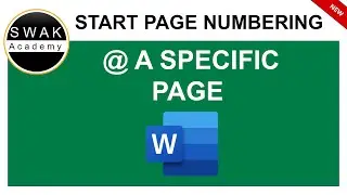 Page Numbers Starting From A Specific Page In Word