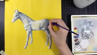 Yellow Horse Painting Process - Step By Step Process by Cassie Marie Edwards